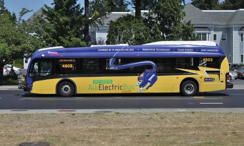 Proterra electric transit bus in Bellevue, Washington